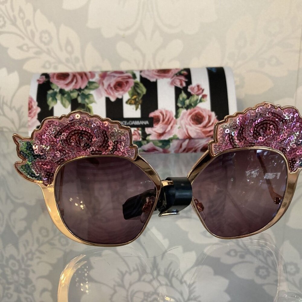 Dolce & Gabbana Sequin Rose Sunglasses